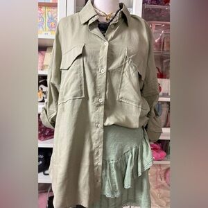 Olive Green Button-Up Top